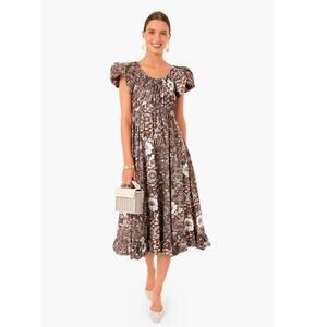 Ulla Johnson Nanette Midi Dress 00 Brown NEW